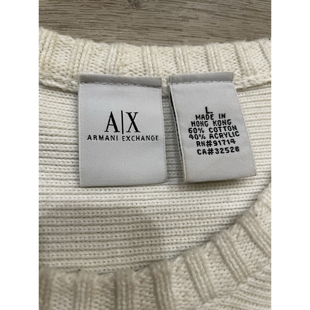 Vtg 90's A/X Armani Exchange Applique‎ Logo Sweater Men's Sz L Old Money - Picture 5 of 8